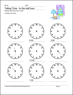 Telling Time To The 5 Minute Worksheets