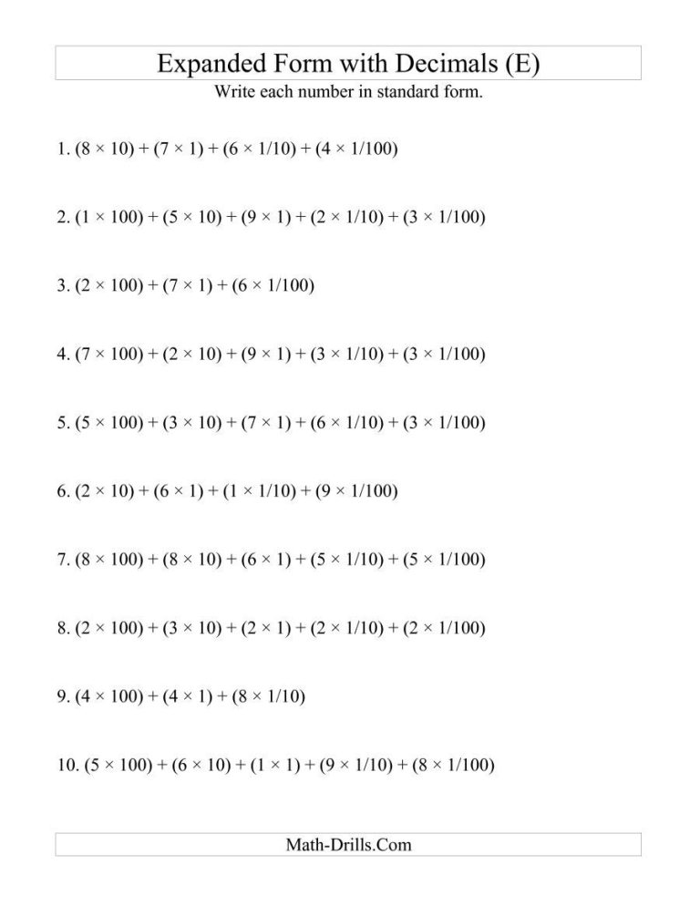 Converting Fractions To Decimals Worksheet Math-drills