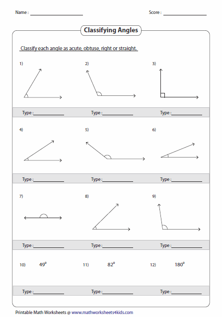 Measuring And Classifying Angles Worksheet Answers