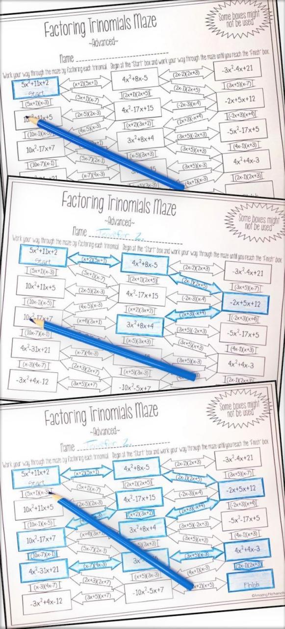 Multiplying Polynomials Maze Worksheet Answers