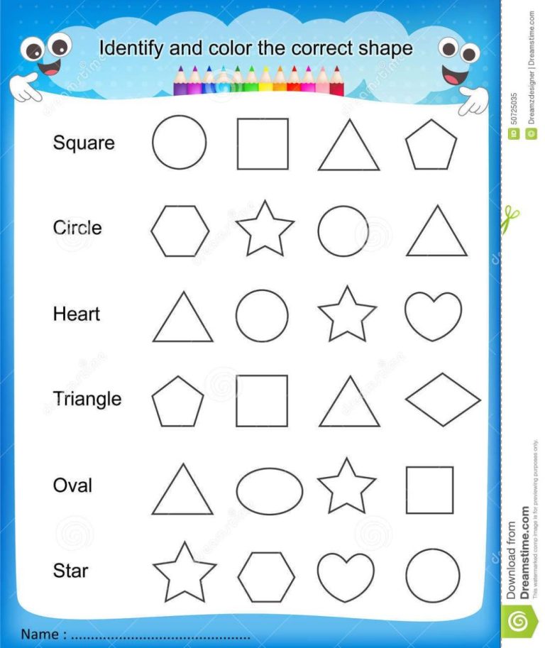 Shapes Worksheets For Kindergarten Colored