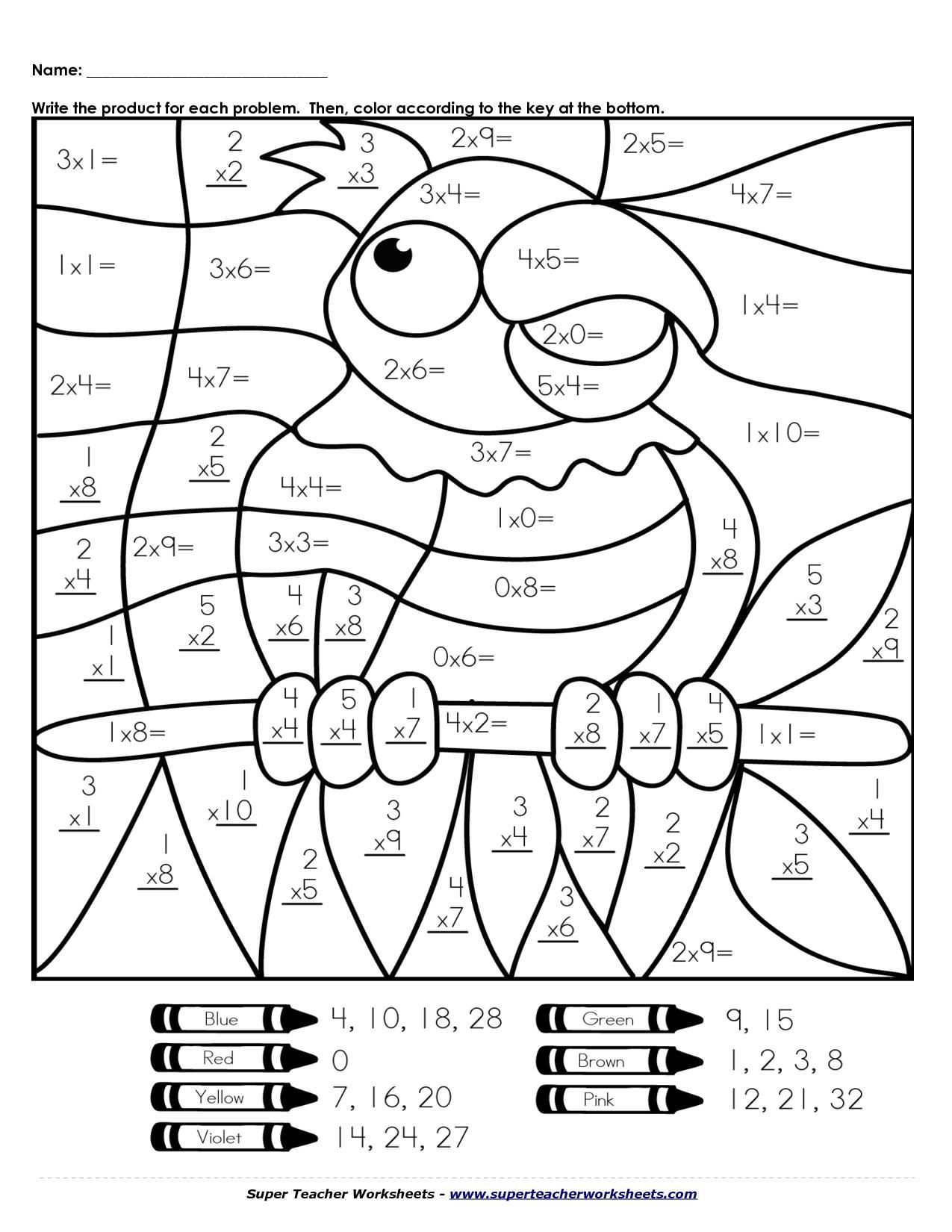 5th Grade Free Math Coloring Worksheets