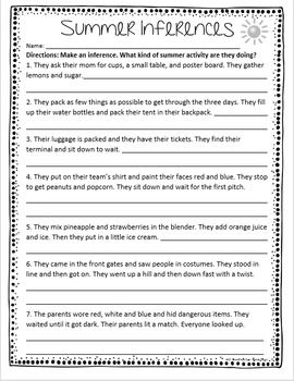 Inferences Worksheet 10