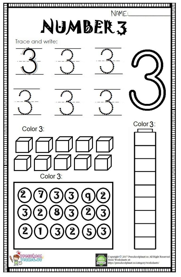 Number 3 Worksheets Pdf