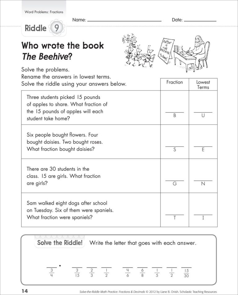 5th Grade Math Fraction Word Problems Worksheets Pdf