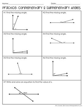 Vertical Supplementary Complementary Angles Worksheet