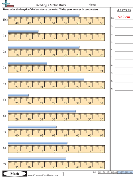 Inch Ruler Reading A Tape Measure Worksheet