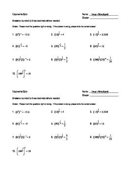 Rational Exponents Worksheet