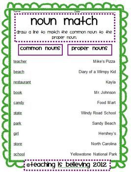 Proper Noun Worksheets Pdf