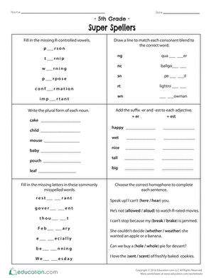 5th Grade English Worksheets