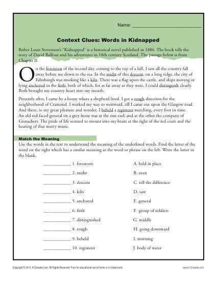 Fourth Grade Context Clues Worksheets 4th Grade