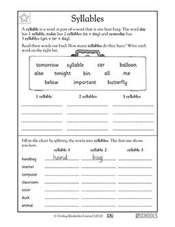 Syllables Worksheet 3rd Grade