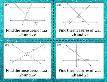 Parallel Lines And Transversals Worksheet Find The Measure Of The Missing Angles