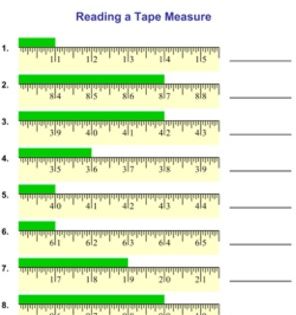 Tape Messure Reading A Tape Measure Worksheet