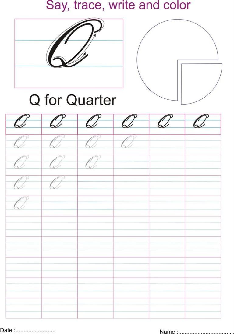 Cursive Letters Worksheet Q