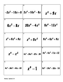 Algebra 2 Factoring Review Worksheet Answers