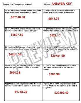 Simple Interest Worksheet Pdf