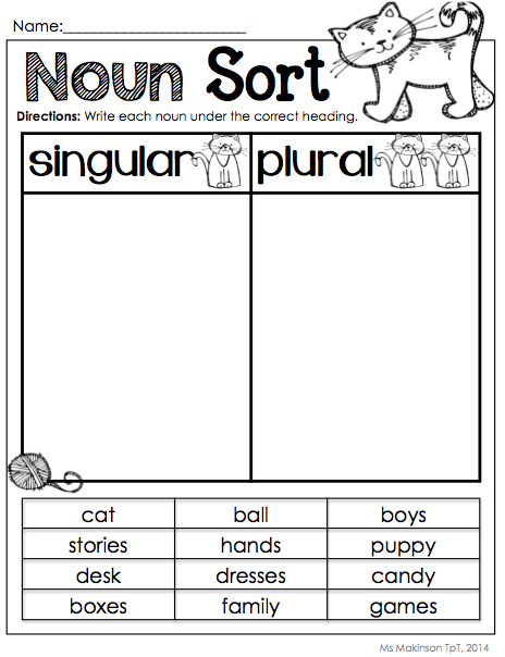 English Singular And Plural Worksheets For Grade 1