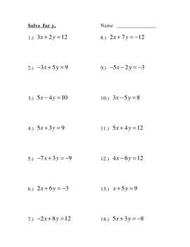 9th Grade Linear Equations Worksheet With Answers