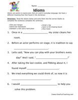 Idioms Worksheets 7th Grade