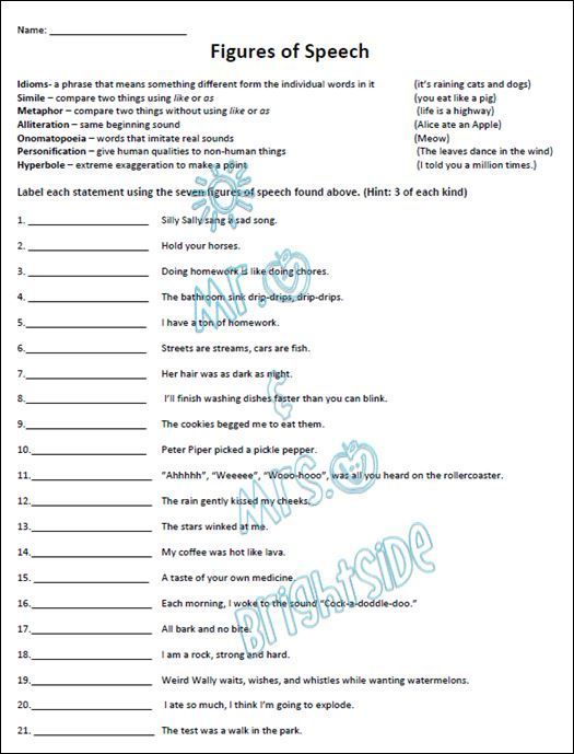 8th Grade Figurative Language Worksheets With Answers