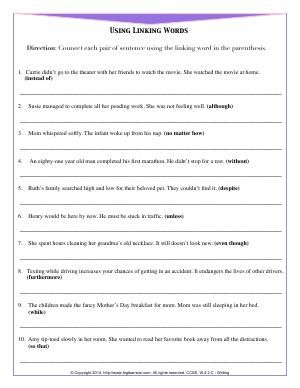 Linking Words Worksheet Pdf