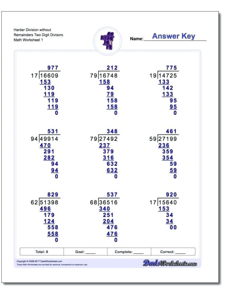 Polynomial Long Division Worksheet Answers