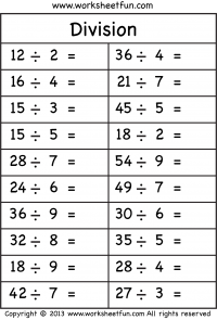 Basic Division Worksheets Free Printable