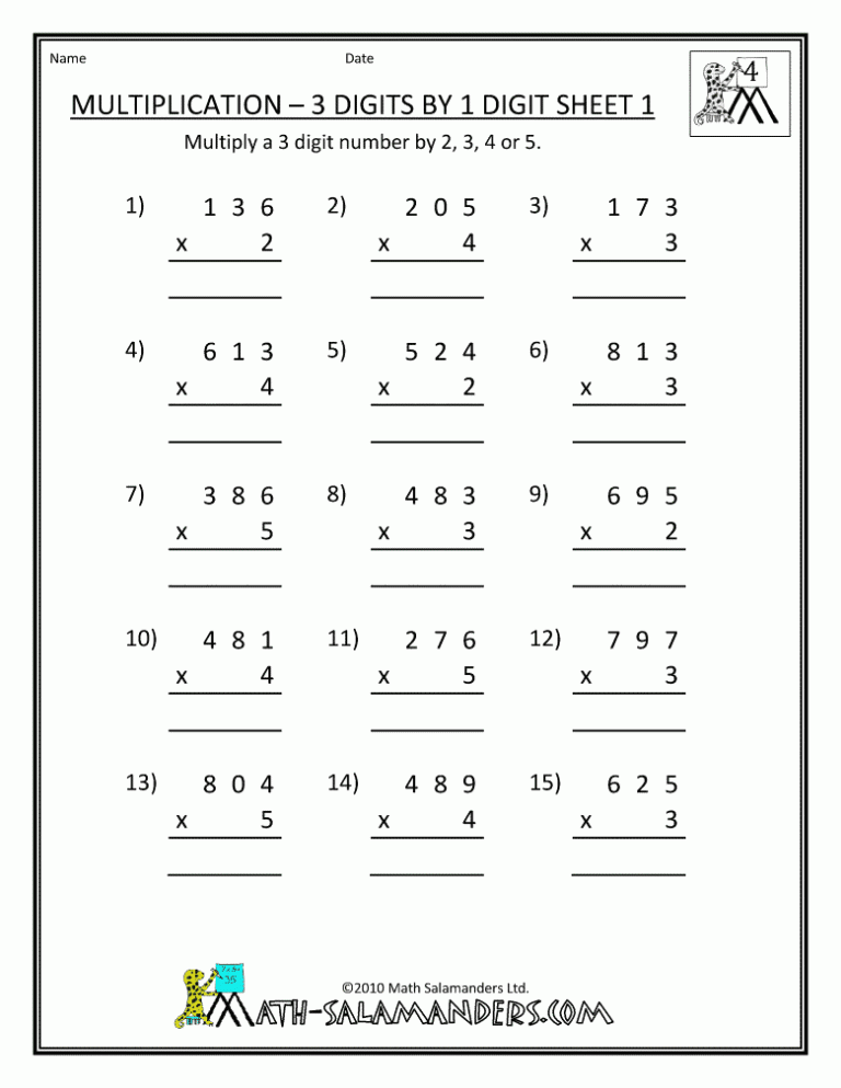 2 Digit Multiplication Worksheets Free Printable