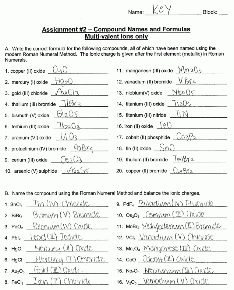 Ionic Bonding Worksheet Answers Front And Back