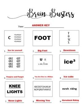 Rebus Puzzles Worksheet With Answers