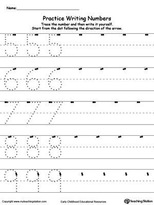 Handwriting Practice Worksheets Numbers