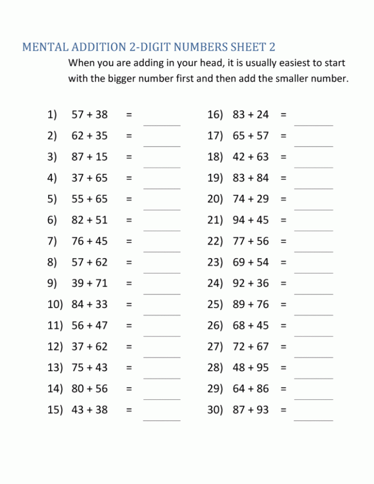 Addition Third Grade Grade 3 Math Worksheets