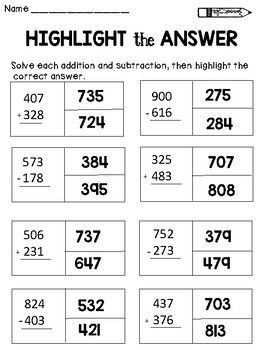 Addition Kindergarten Subtraction Worksheets