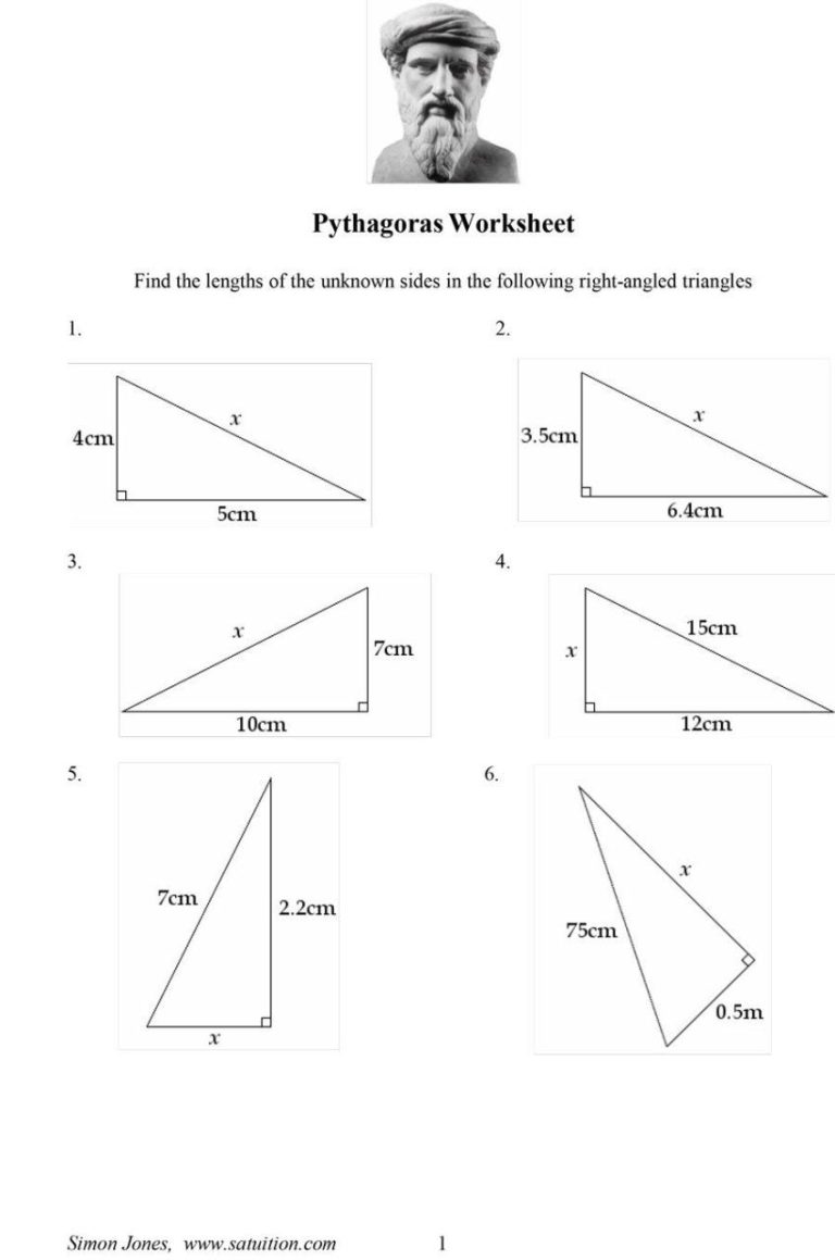 Pythagorean Theorem Worksheet Answer Key Pdf