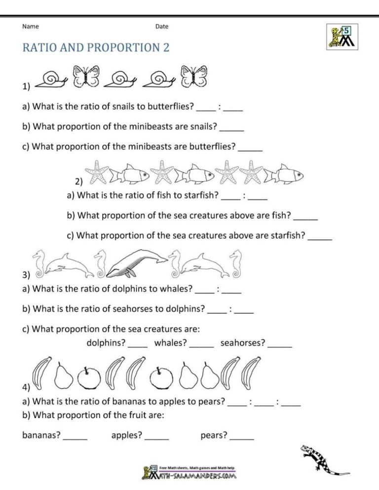 Ratio And Proportion Worksheet Answers