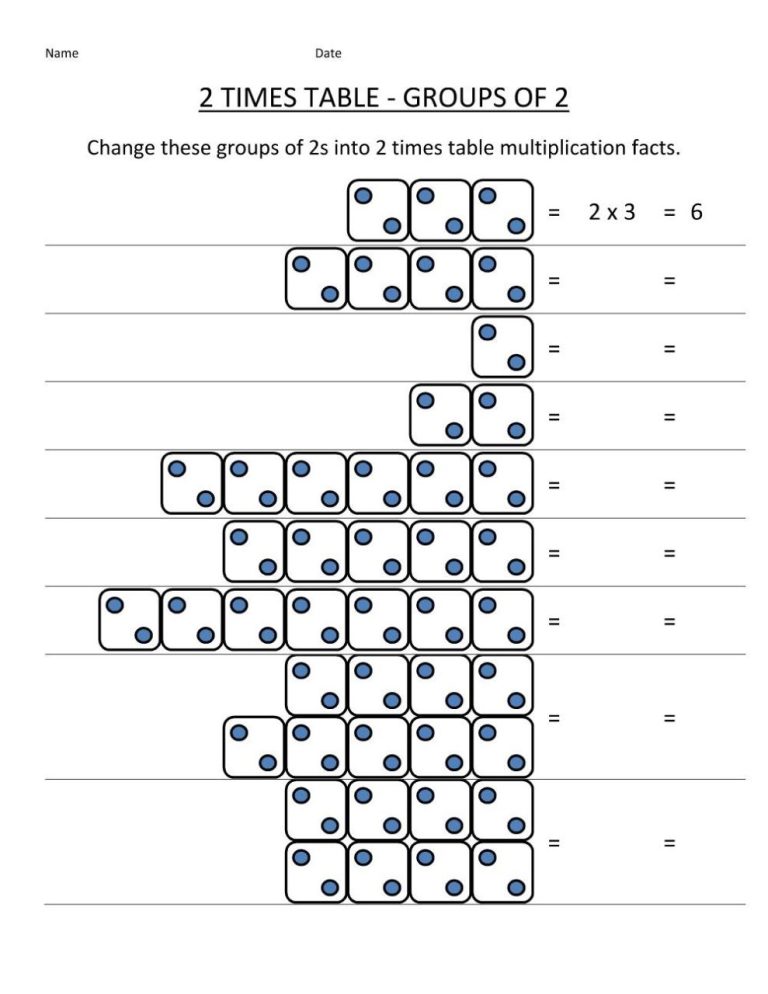 2 Times Tables Worksheets Printable