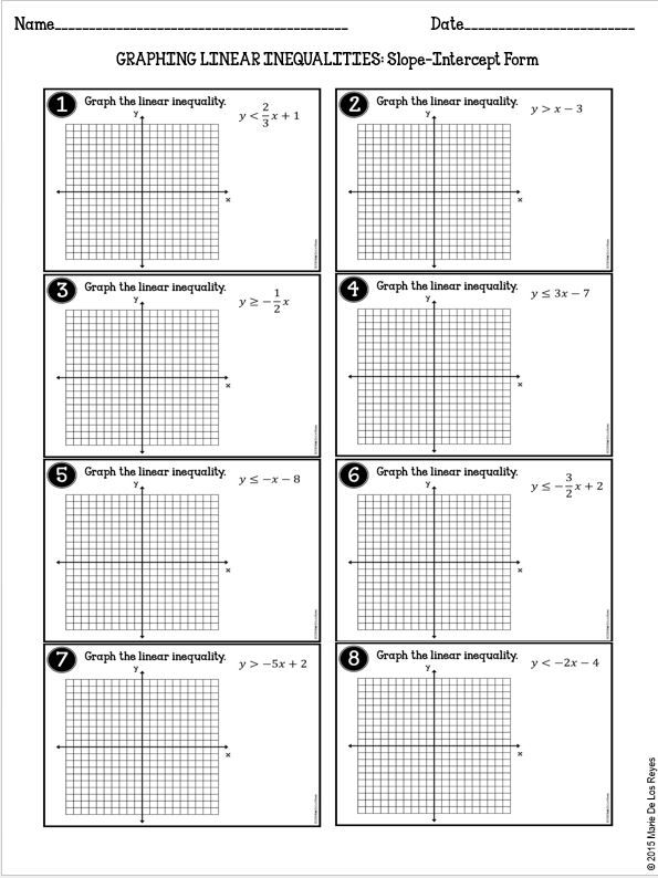 Algebra Graphing Inequalities Worksheet