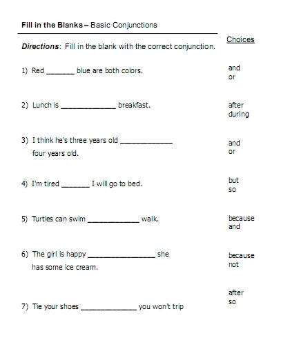 Conjunction Worksheets For Grade 5 With Answers Pdf