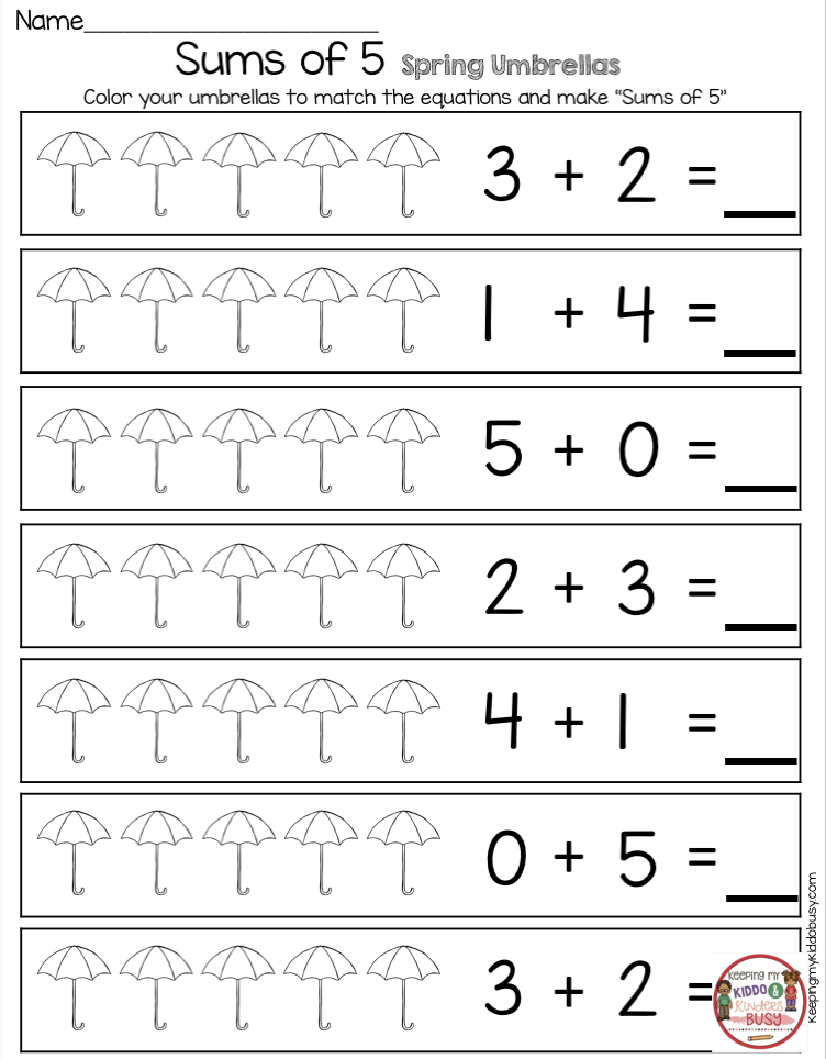 Free Printable Math Sheets For Kindergarten