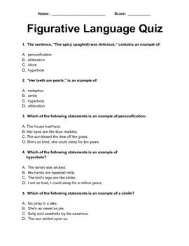 Literal And Figurative Language Worksheets With Answers