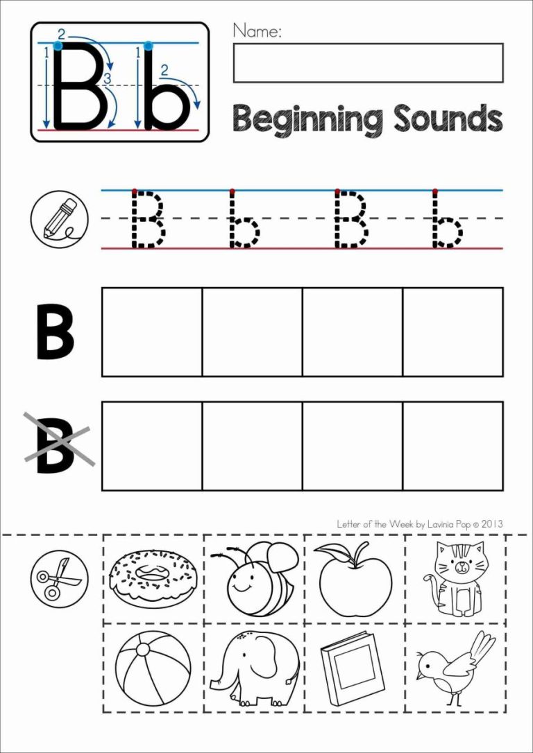 Phonics Letter B Worksheets For Kindergarten