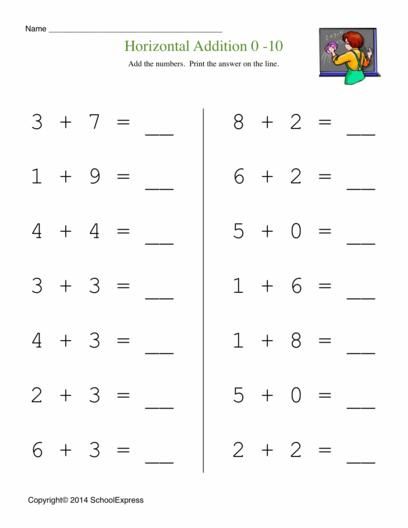 Free Addition Worksheets To 10