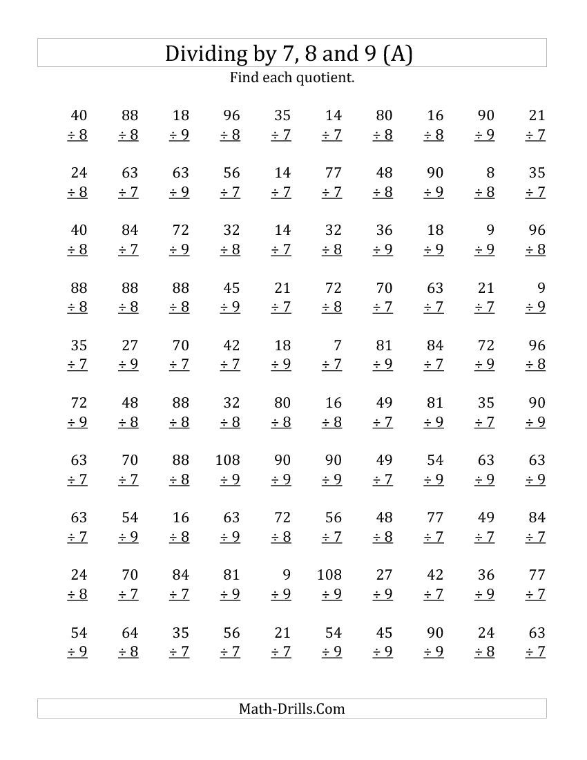 7th Grade Long Division Worksheets