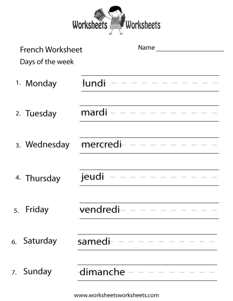 Spanish Worksheets For 1st Grade