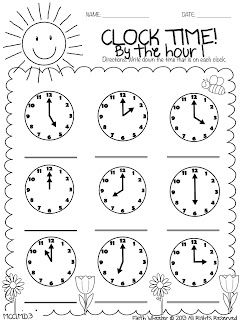 Kindergarten Free Printable Telling Time Worksheets