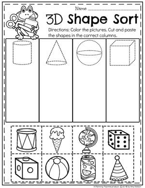 3d Shapes Kindergarten Worksheet Free