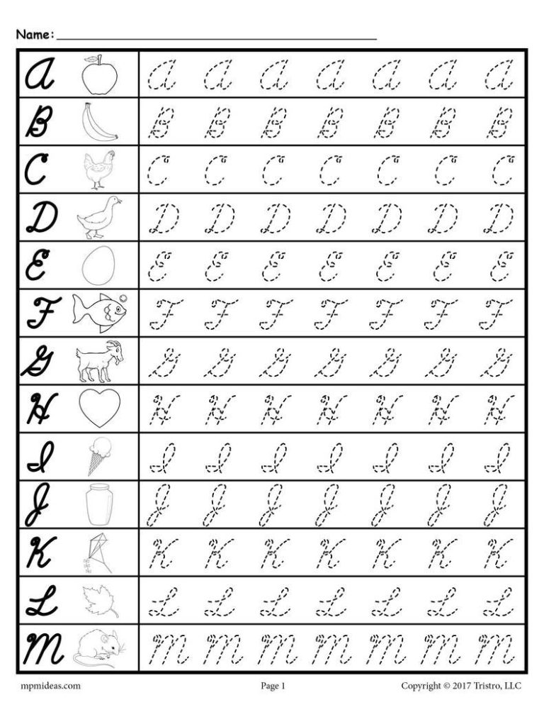 Printable Victorian Cursive Handwriting Worksheets Pdf