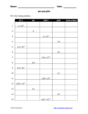 Ph Calculations Worksheet Answers Key With Work