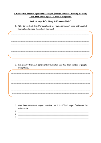 Year 6 Reading Comprehension Sats Type Questions